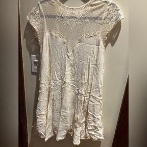 White lace top detail dress
